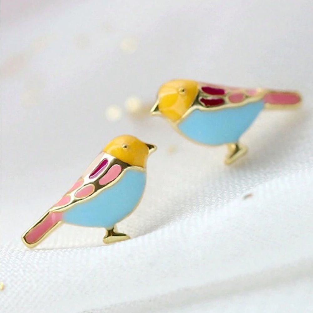 Colorful Bird Enamel Earrings S945